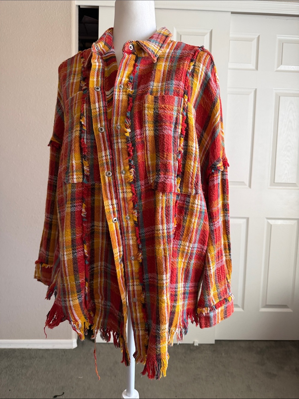 Oli & Hali Red and Yellow Plaid Teddy Jacket